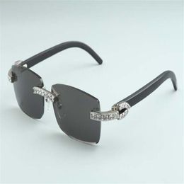 20 Natural Black Horn Mirror Lens 3524012 -B6 Luxury XL Diamond Sunglasses Size 56-18-140mm glasses228f