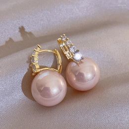 Dangle Earrings Luxury Zircon Imitation Pearl Pendant For Women Gold Color Classics Elegant Lady Wedding Party Fashion Jewelry