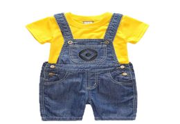 Boys Girls Set Childrens Denim ShortsLongs Suit Kids Clothes T Shirt And 2pc Minions Clothing 16 Years2363461