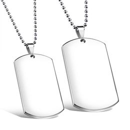 Custom Engarved High Polished Stainless Steel Silver Blank Dog Tag Pendants No Chain216o