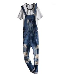 Men039s Jeans 2021 Male Suspenders Casual Light Blue Denim Overalls Ripped Pockets Bib Boyfriend Jumpsuits Size 5XL19933807