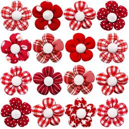 Dog Apparel 100/200pcs Wholesale Flower Hair Bows Red Pet Accessories Rubber Band Puppy Supplies For Small Grooming