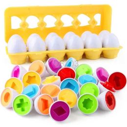 Baby Toy 6-12 Eggs Puzzle Shape Matching Toys Baby Learning Education Math Toy Smart Plastic Screw nut Building Blocks For Childrenzln231223