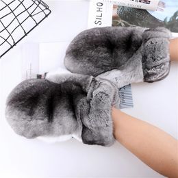Luxury Highend Quality Unisex Winter Chinchilla With Mink Fur Women's Gloves Warm Mittens Mens Mitts hand warmer 231222
