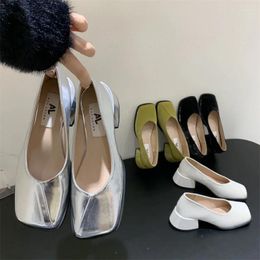 Dress Shoes Mary Jane Single 2023 Fashion Square Toe Chunky Heels Summer Slip On Pump Casual Work Female Footwear Zapatillas Mujer