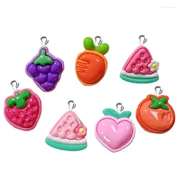 Charms 20Pcs/lot Kawaii Fruits Vegetable Resin For Jewellery Making Accessories DIY Pendants Earrings Necklace Bracelet Decoration