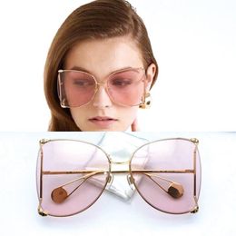Luxury Designer Sunglass Clear Round Glasses Women Classic Optics Eyeglasses Big Metal Frame Transparent Lens Pearl Eyewear Orname289k