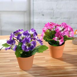 Decorative Flowers 1PC Artificial Silk Flower Potted Simulated Plastic Bonsai For Home Office Desktop Decor Fake Pography Props