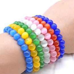 Strand Round Women's Yellow Pink Blue White Red Orange Green Crystal Moonstone Bracelet Birthday Gifts Fashion Simple Opal Accessories