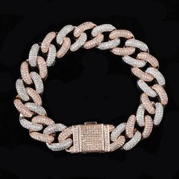 Designer Bracelet Hip Hop Jewellery Iced Out Cuban Link Chain Mens Bracelets Bling Diamond Tennis Love Bangle Snap Button Jewlery Go241B