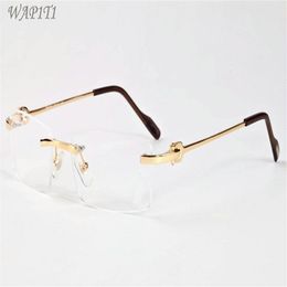 rimless sunglasses for mens women unique hollow alloy rimless sunglasses personality oversized buffalo horn glasses lunettes gafas3338