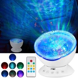 Night Lights LED Star Light Projector Lamp Remote Baby Decor Rotating Water Wave Galaxy Table For Bedroom235e