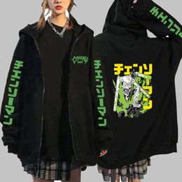 Skull Up Hoodies Men's Hip Hop Streetwear Jackets Coats Anime Chainsaw Man Denji Makima Zip Hoodie Pullovers