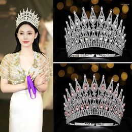 Hair Clips Elegance Adjustable Round Tiaras Crowns Women Miss World Stage Show Crystal Diadem Wedding Bridal Jewelry Accessories