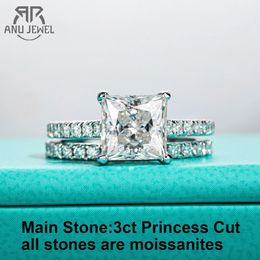 AnuJewel 3ct Princess Cut D Color Engagement Ring Bridal Sets 925 Sterling Silver Wedding Band Customs Jewelry 231222