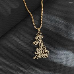 Pendant Necklaces Retro For Women And Men UK Map Necklace Geometric Country Motherland Choker Stainless Steel Jewellery Gift