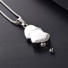 LKJ12447 Silver Tone Heart Cremation Pendant Men Women Ashes Holder Memorial Urn Necklace with Funnel & Gift Box211l