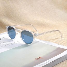 Top Seablue Round Polarized Sunglasses UV400 Unisex Retro-vintage Design Italy Imported Plank Frame Lightweigh Comfortable 45-23-1327I