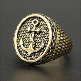 2pcs lot Newest Design Golden Anchor Cool Ring 316L Stainless Steel Biker Style Mens Selling Band Party Punk Style Ring282u