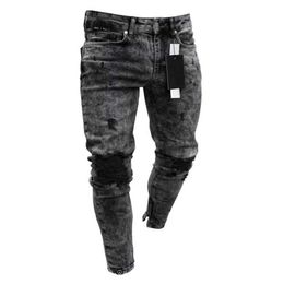 Men's Jeans Grey Jeans Men Elastic Waist Skinny Jeans Men 2021 Stretch Ripped Pants Streetwear Mens Denim Jeans Streetwear Men J231222