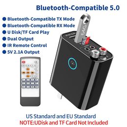 Connectors Bluetooth 5.0 Audio Receiver Transmitter Stereo Wireless Adapter TF/U Disc Play Quick USB Charge For Headphone TV IR APP Control