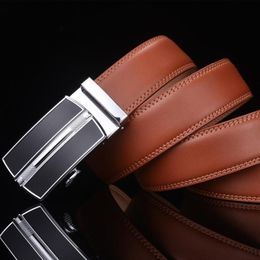 Plyesxale Black Brown Red Blue Belt Men 2021 High Quality Cow Leather Belts For Designer Automatic Buckle Mens G332043