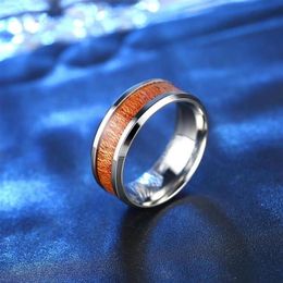 Wedding Rings HPXmas Fashion Classic Sell Titanium Wood Stainless Steel Jewelry For Men Male Mood B78243C