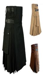Mens Vintage Kilt Scotland Gothic Kendo Pocket Skirts Customizable Pants ish Clothing Pleated Skirt Pants Trousers Skirt11523067