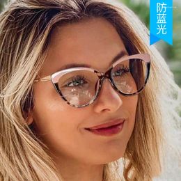 Sunglasses Frames Cat Eye Shape Glasses Frame Women TR90 Material Anti Blue Light Woman Eyeglasses European American Transparent Women's