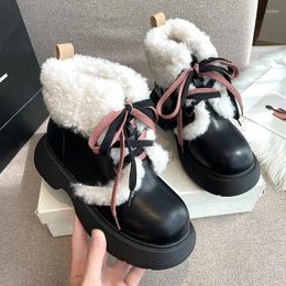 Boots Velvet Fur Winter Warm Shoes Women Fashion Ankle Padded 2023 Cosplay Girl Platform Snow Plush