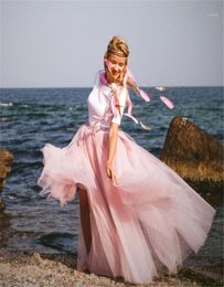 Pink Tulle Skirts Tiered Tutu Prom Skirt Women Elastic Waist Puffy Maxi Long Custom Made Formal Party Skirts15828939