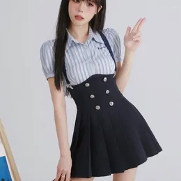 Work Dresses 2023 Summer Vintage 2 Piece Dress Set Women Striped Y2k Crop Tops High Waist Mini Skirt Party Korean Fashion Suit Slim Design