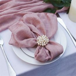 Table Napkin 6PCS 18X18inch Recyclable Gauze Cotton Reusable Wedding Decor Party Christmas Retro Cloth Napkins Edge Finish