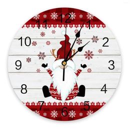 Wall Clocks Christmas Snowflake Gnome Wood Grain Round Clock Modern Design Kitchen Hanging Watch Home Decor Silent