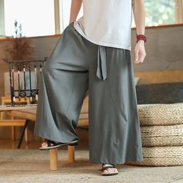 Men's Pants Silk Summer Thin Loose Large Wide Leg Straight Skirt Casual Clothing Y2k Streetwear Cargo Man