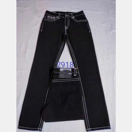 True Trousers 40 Long off~Men's Jeans Mens Coarse Line super religion Clothes Man Casual Pencil Blue Black Denim Pants M2918purple jeans Designer stack