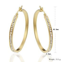 Titanium Steel Crystal Diamante Gold Earrings Fashion Joyas Big Earring For Women Jewelry236I