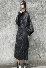 Women s Down Parkas Dark Black Winter Japanese Kimono Bandage Robe Loose Long Cotton Padded Jacket Warm Coat LM88 2212053285310