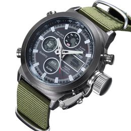 multi functional mountaineering sports watches domineering waterproof male form quartz nylon military watch Tactical LED wristwatc217E