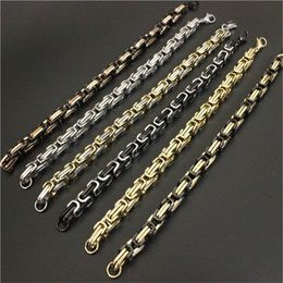 8mm 8 5inch Polishing Golden Plated Motorcycles Bicycle Chain Bracelet 316L Stainless Steel Fashion Jewellery Bracelet276Q