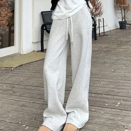 Women's Pants H.sa Grey Thick Casual Winter Sweatpants Women High Waisted Straight Tube Wide Leg Drawing Floor