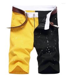 Men039s Jeans Men Summer Denim Shorts Y2K Fancy Gradient Red Black Yellow Color Breeches Fashion Holes Ripped Slim Straight No 1269610