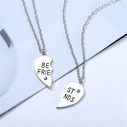 Pendant Necklaces 2 Pcs Luxury BFF Necklace Women Crystal Heart Friend Letter Fashion Couple Men Friendship Jewellery