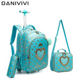 Bags Children School Rolling Backpack Bag School Wheeled Backpack for Girls Schootrolley Bag Wheels Kids Travel Lage Trolley Bags