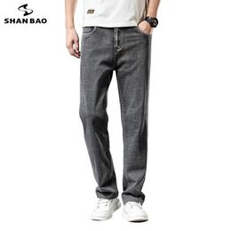 Men's Jeans SHAN BAO Spring Summer Brand Men's Straight Loose Lightweight Cotton Stretch Jeans Simple Fashion Thin Trousers Casual Pants J231222