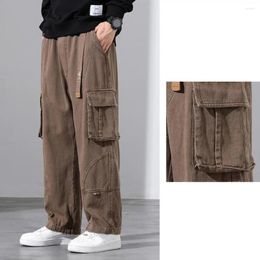 Men's Pants Solid Colour Men Streetwear Trousers Wide-leg Multi-pocketed Breathable For A Stylish Comfortable Look Long