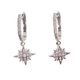 High quality statment Crystal Star Zircon Earrings drop dangle snowflake pendent earrings elegent 3 Colours Jewellery for party217m