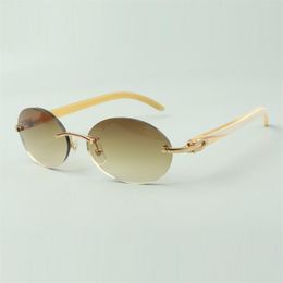 Retro oval Buffs sunglasses 8100903-B with natural white buffalo horn sticks and 58mm lenses3183