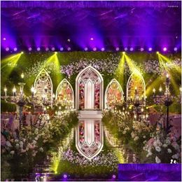 Other Event Party Supplies 30M Per Roll 1.2 M Wide Luxury Wedding Centrepieces Favour Glossy Sier Mirror Carpet Aisle Runners For D Otxnu