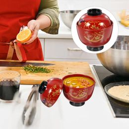 Dinnerware Sets Convenient Rices Bowl Bowls Japanese Wooden Delicate Container Service Melamine With Lid Sushi Soup